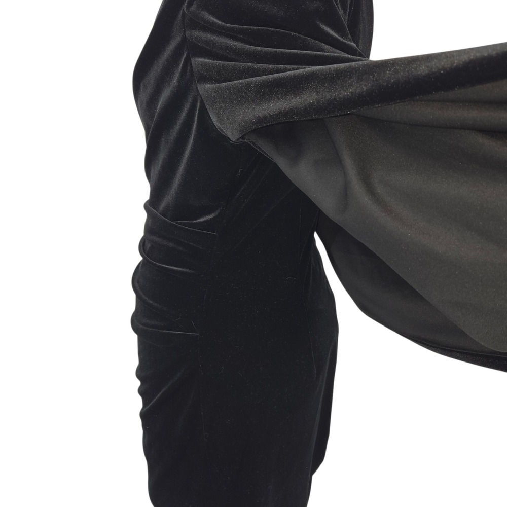 Betsy Adam Velvet Cocktail Dress 16 Black Capelet Evening Gown Dark Romantic - Picture 9 of 16
